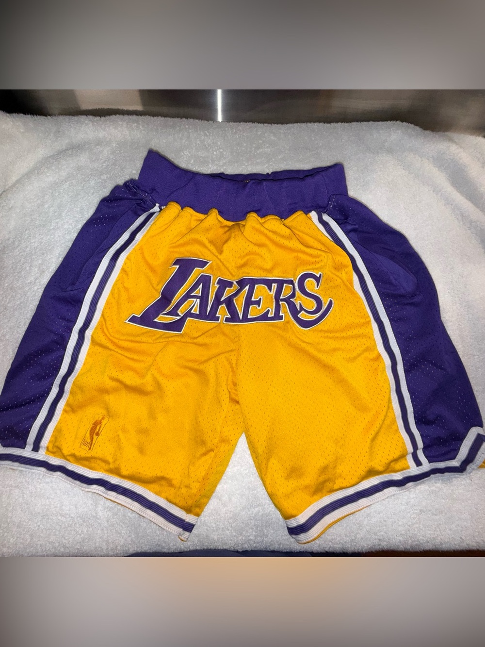 Los Angeles Lakers Vintage Just Don Yellow & Purple Basketball Shorts Size M